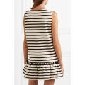 Hot Sale Tassel White And Black Cotton Sleeveless Mini Dress Manufacture Wholesale Fashion Women Apparel (TA0318D)